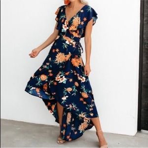 Vici Floral High Low Wrap Maxi Dress